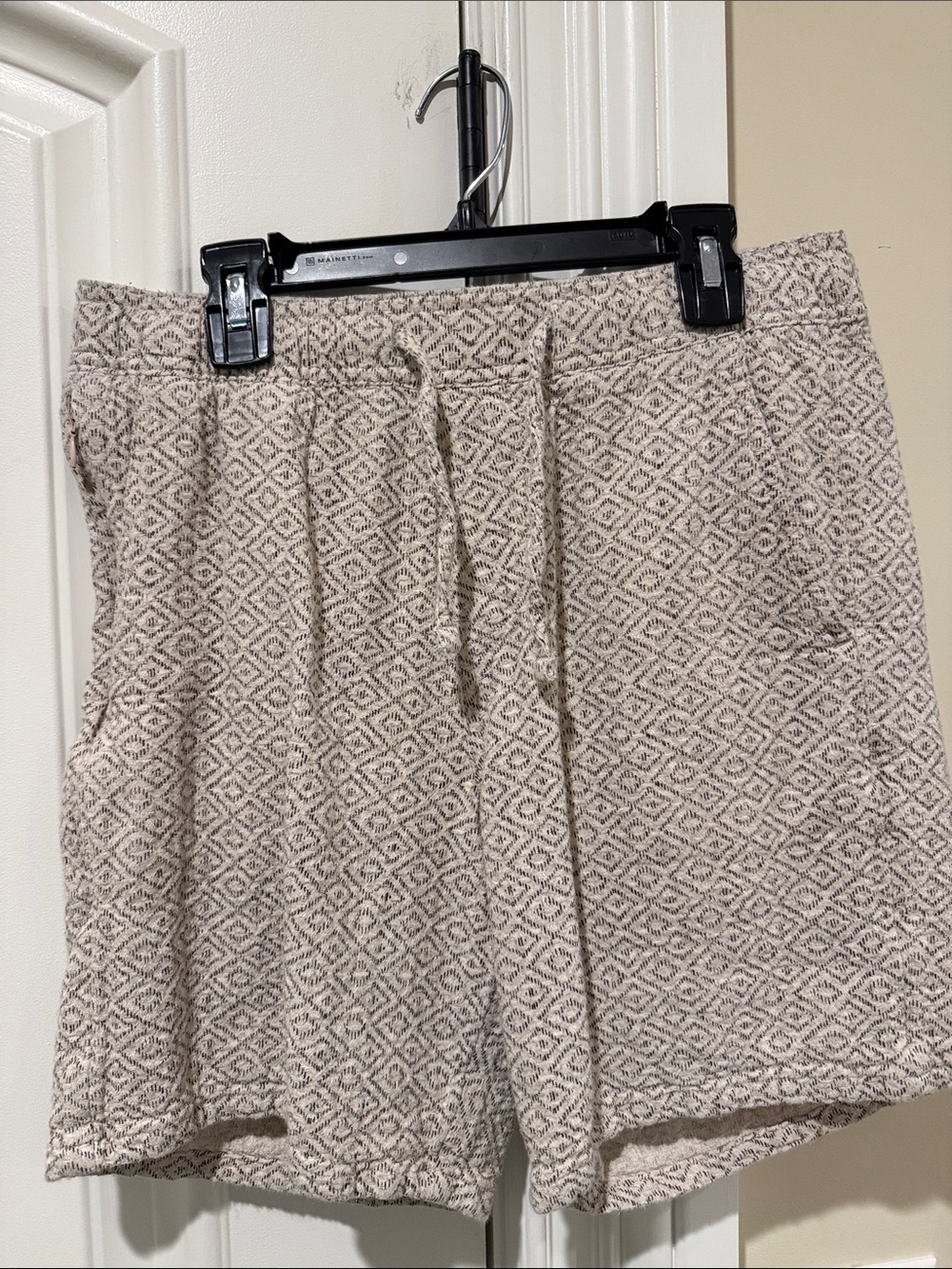 Men’s Hollister Epic Flex Cream Geometric Pattern Cotton Linen Drawstring Shorts